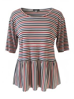Sweet Claire Peplum Top with Navy & Red Stripes PERFECT FOR 4th of July🇺🇸